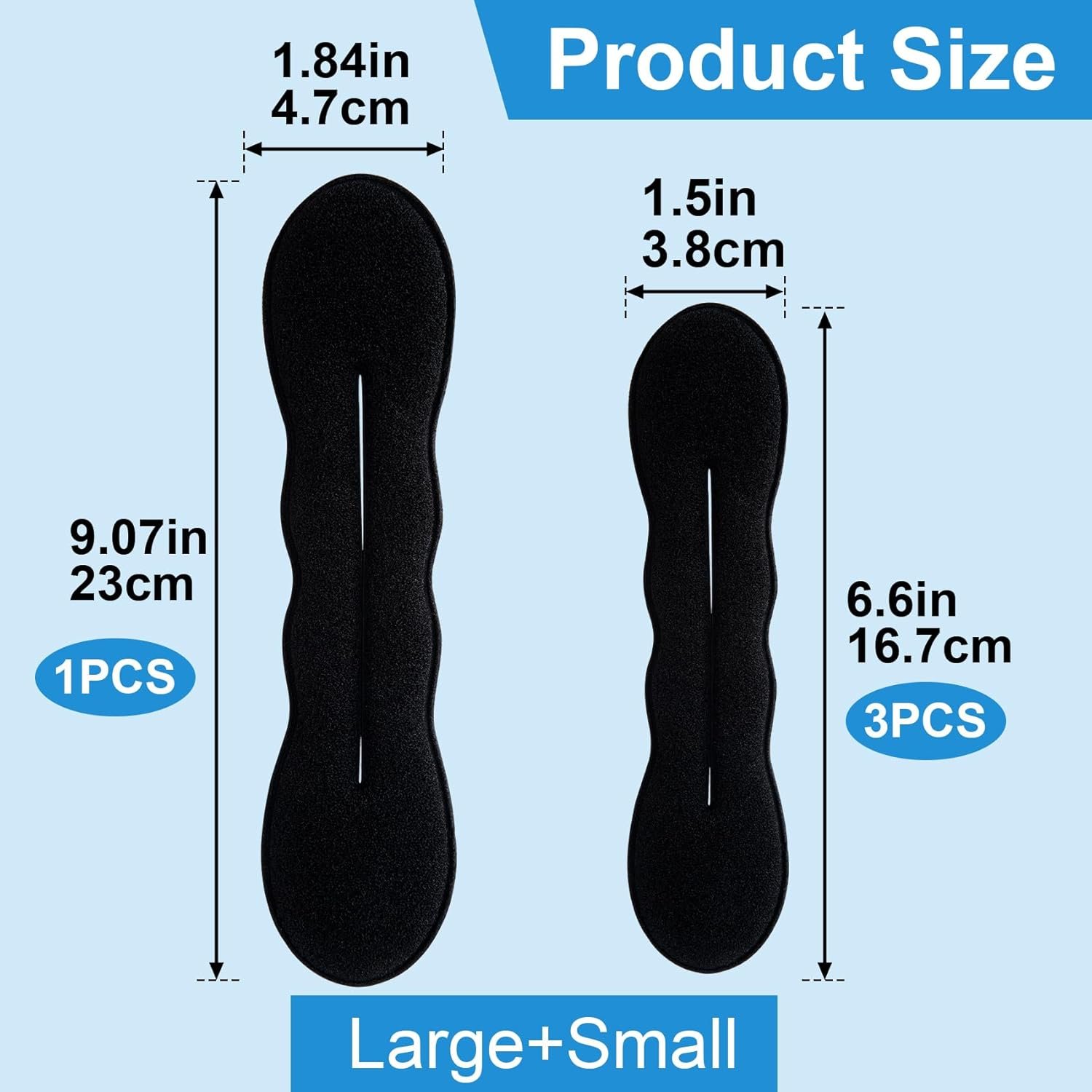 2 Sizes Sponge Hair Updo Shaper for Women, Classic Lazy Hair Curler Clip Ties - 图片 4