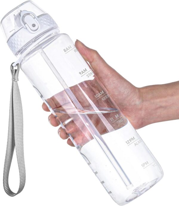 32oz Sports Bottle With Time Markers-BPA-Free Tritan Wide Mouth Bottle Leakproof Motivational wate bottles for Gym,Hiking,School or Office