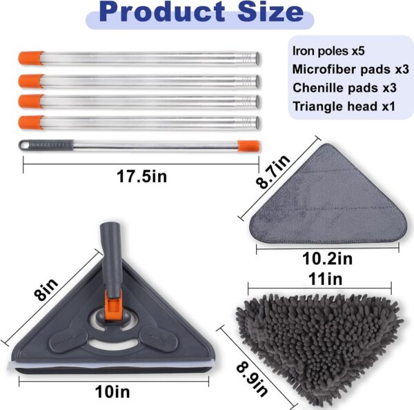 Wall Cleaner Mop with 79 Inches Long Handle, 360° Wall Washer Cleaner Tool for Walls/Ceiling - 图片 3