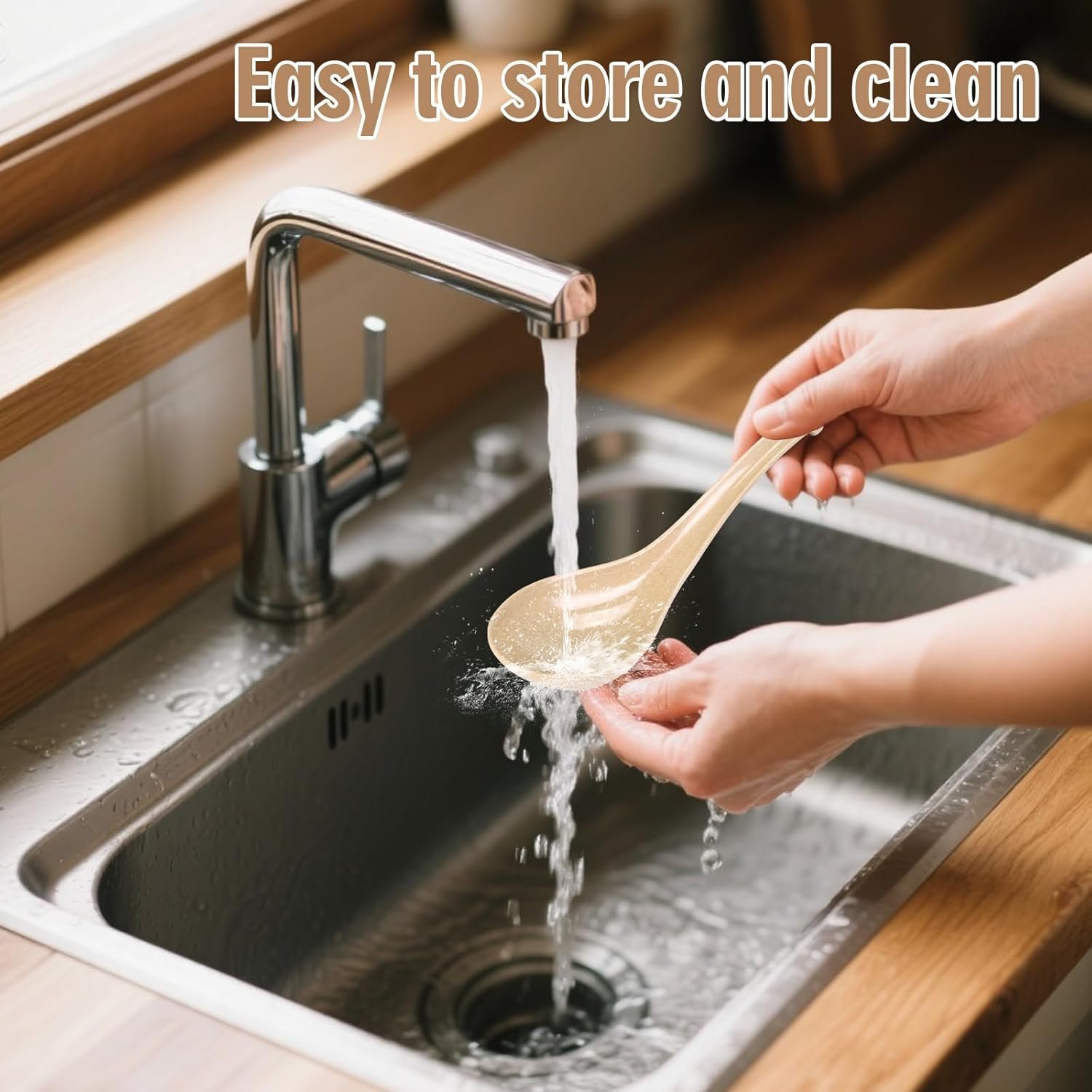 Eco-Friendly Biodegradable Chinese kitchen Serving Cereal Spoon with Deep Oval Hook Design for Japanese Ramen - 图片 4