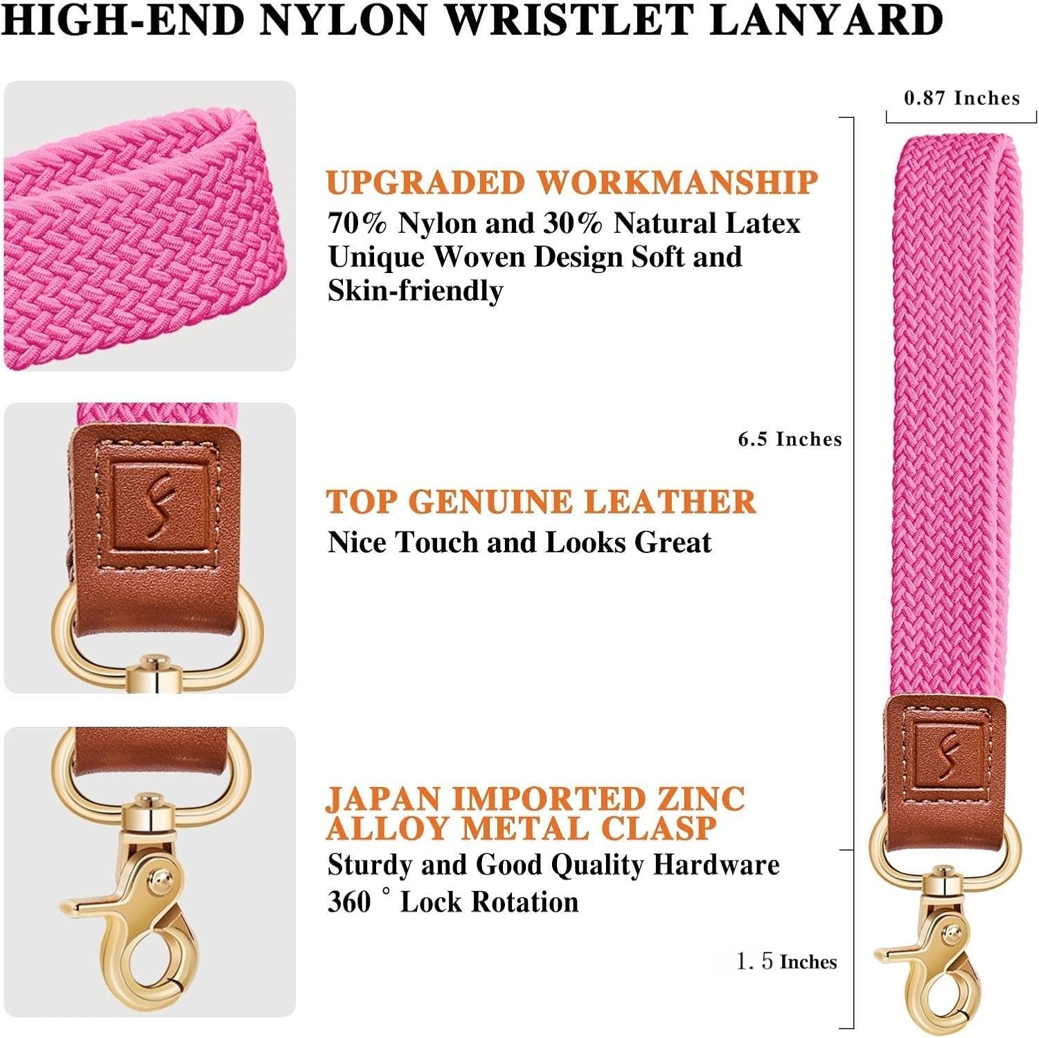 Keychain,Braided Cute Wrist Lanyards for Keys, Key Chain Holder for Women Men - 图片 3