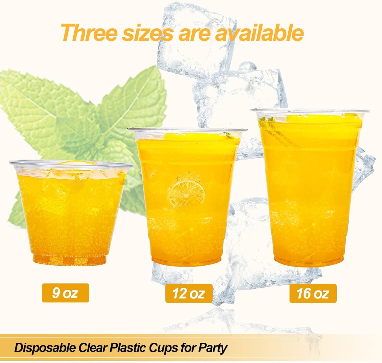 100 Count - 16 Ounce Plastic Cups, Ice Coffee Cups To Go - Crystal Clear PET Party Cups - 图片 3