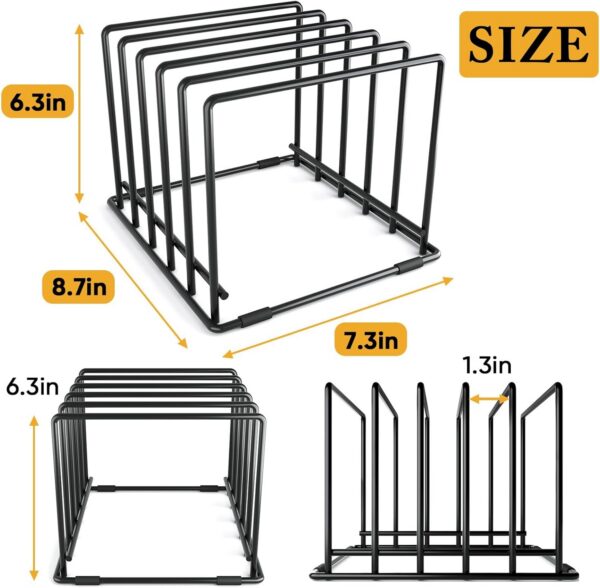 Space-Saving Kitchen Organizer Rack - 5-Slot Heavy-Duty Cutting Board and Bakeware Holder - 图片 3