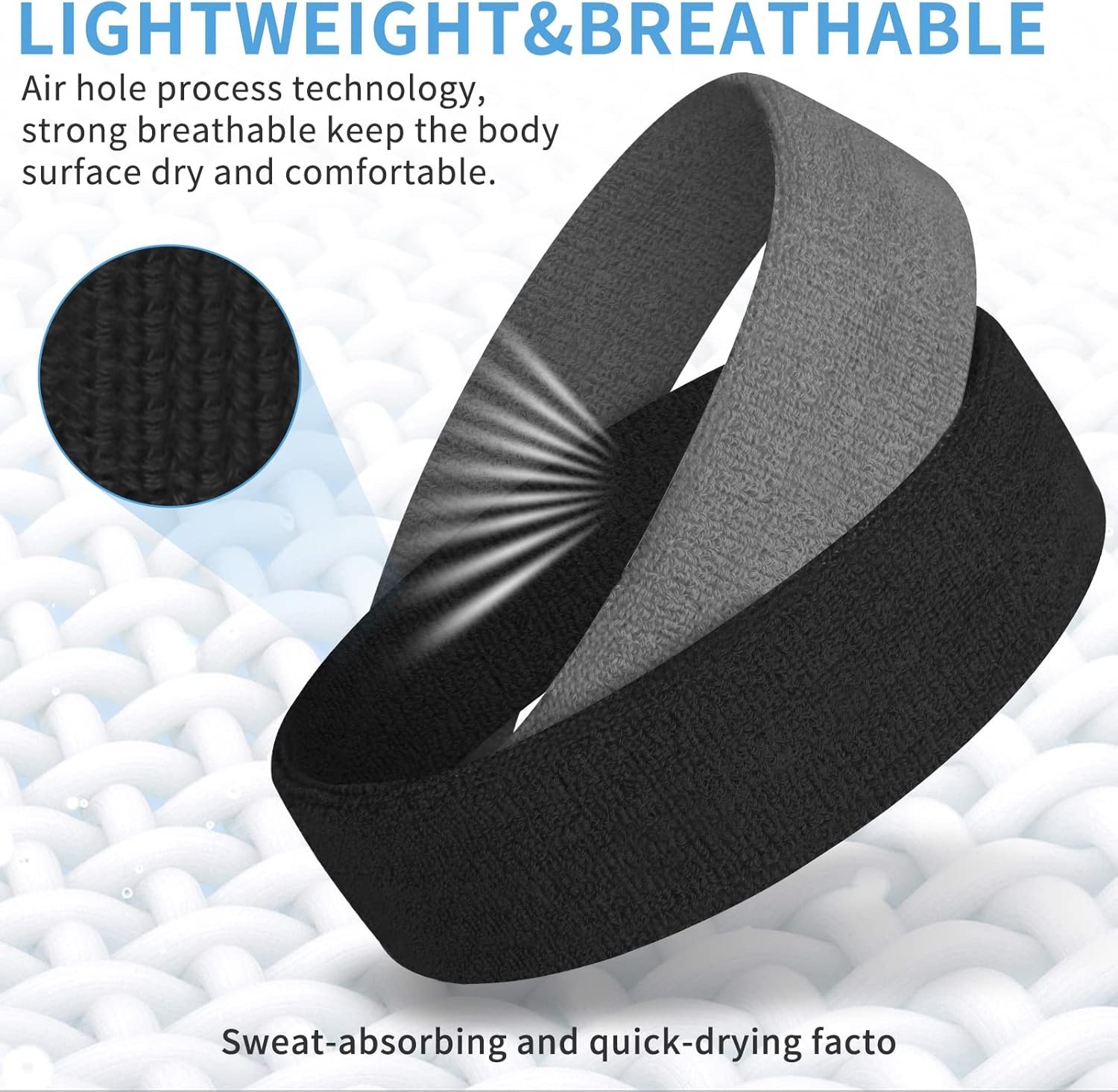 6PCS Moisture Wicking Headbands and Sweatbands for Men's Sports, Tennis, Basketball, Running - 图片 3
