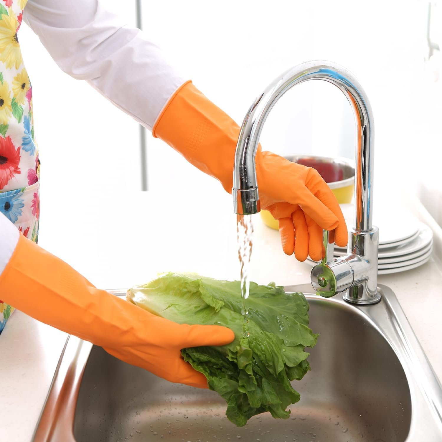 Rubber dishwashing gloves 3 or 6 Pairs for kitchen - 图片 2