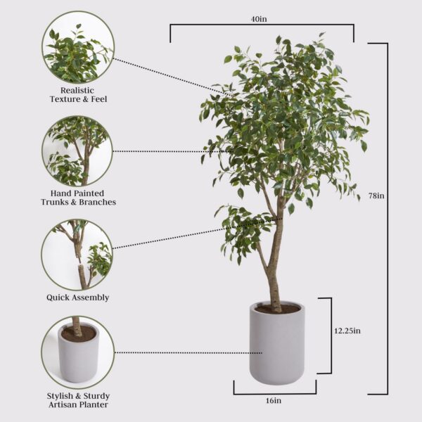 Tree Appearance, Taupe Planter Pot Included - 图片 3