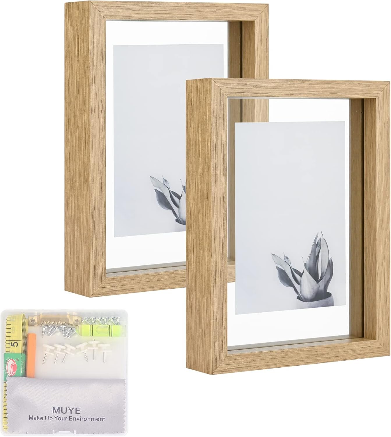 Double Glass Rustic Photo Frame for Wall Hanging or Tabletop Standing