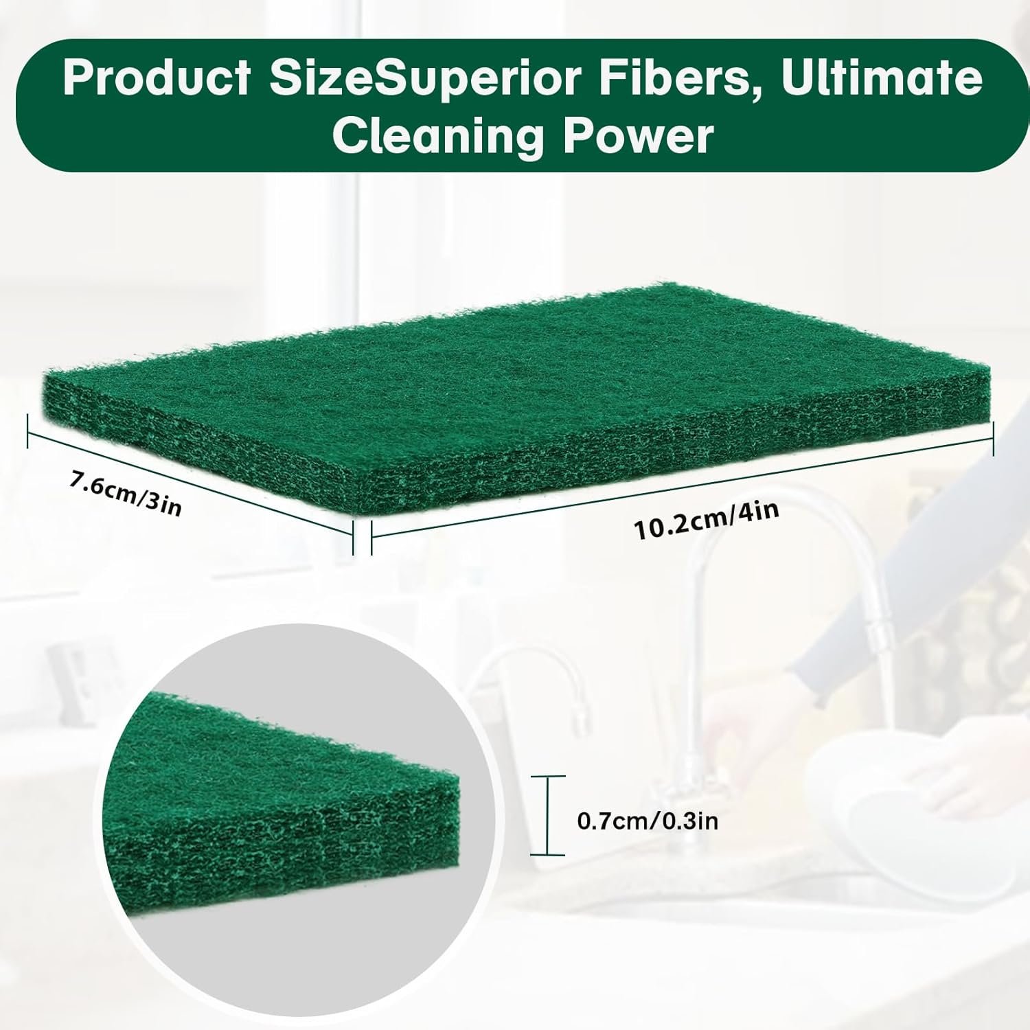 100 Pcs Scouring Pads,Heavy Duty Scour Pads,Dish Scrubber Scouring Pads - 图片 3