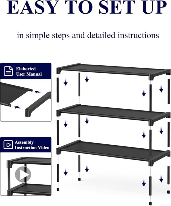 Non-Woven Shoe Rack Shelf, Shoe Organizer for Closet, Entryway, Garage & Corridor, Stackable Shoe Shelves - 图片 4