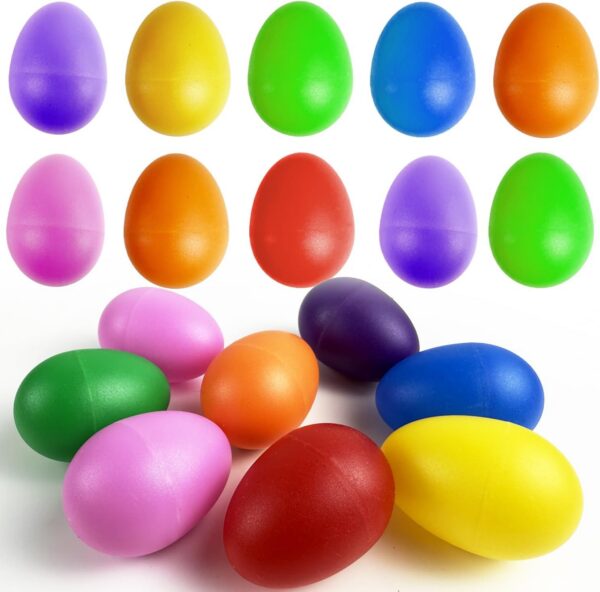 18 PCS Easter Egg Shakers for Kids – Colorful Percussion Musical Maracas for Toddlers, Baby Sensory Toys, Easter Basket Fillers, Preschool Rhythm Instruments, Classroom Noise Makers