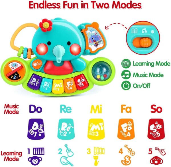 Baby Piano Toy 6 to 12 Months Light Up Music Baby Toys for 0 6 9 12 18 Months Early Learning Educational Piano Keyboard Infant Babies Girl Toy 1 Year Old Boy Girls Gift - 图片 3