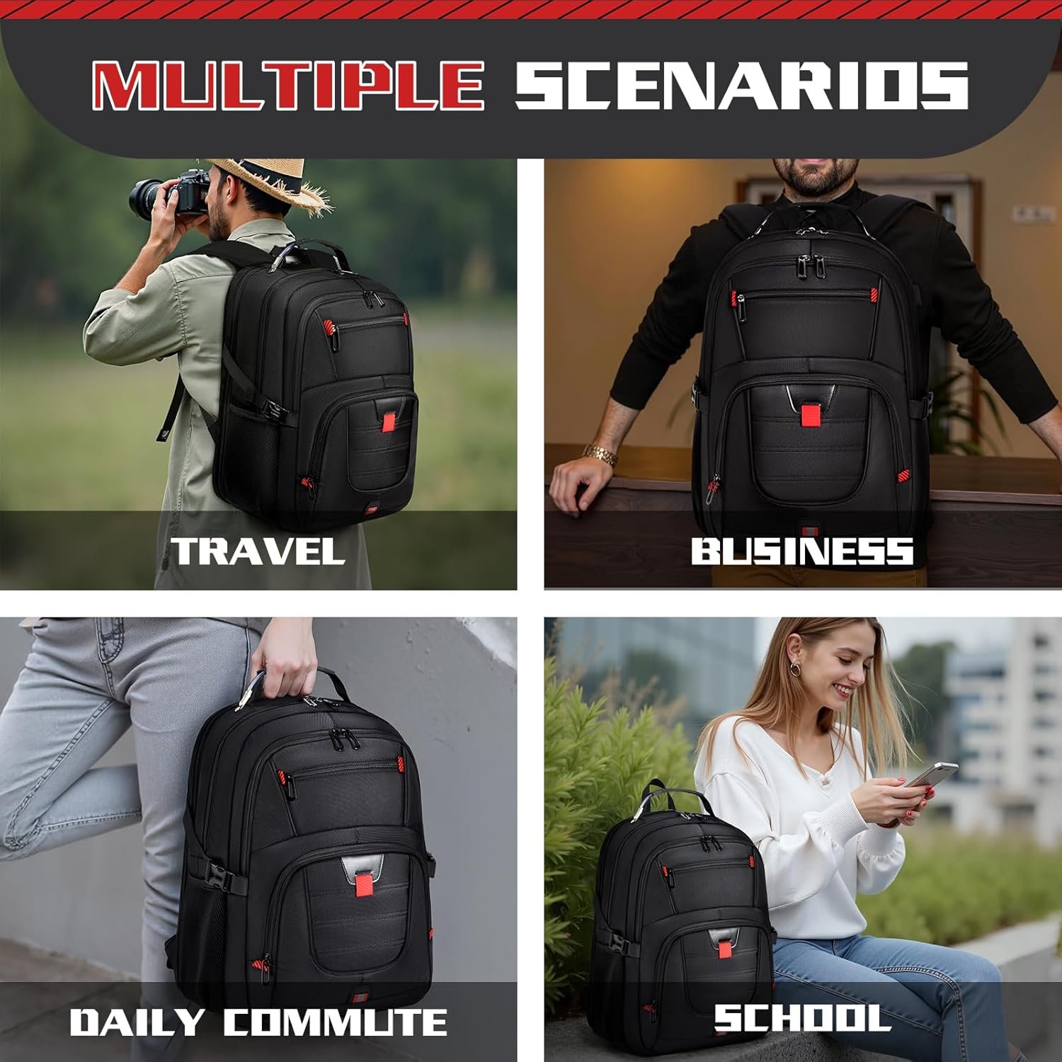 17 inch Laptop Backpack for Men, Extra Large Sturdy TSA Friendly with USB Port College School Rucksack Bag Gifts for Him Men Women - 图片 3
