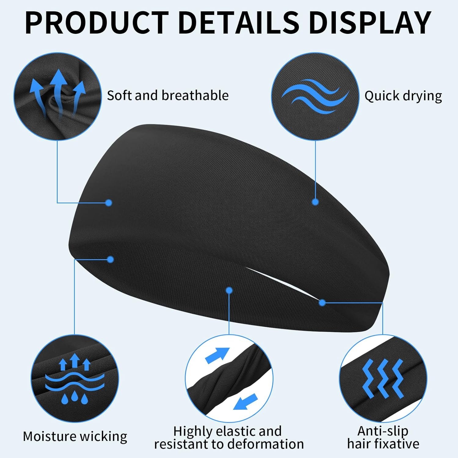 Mens Sweatband Bands Workout Moisture Wicking Headband for Running - 图片 3