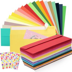 200 PCS Colorful Envelopes, #10 Business Mailing Envelopes Self Seal Square Flap for Letter, Invitations, Office, Size 4 1/8 X 9 陆 Inch