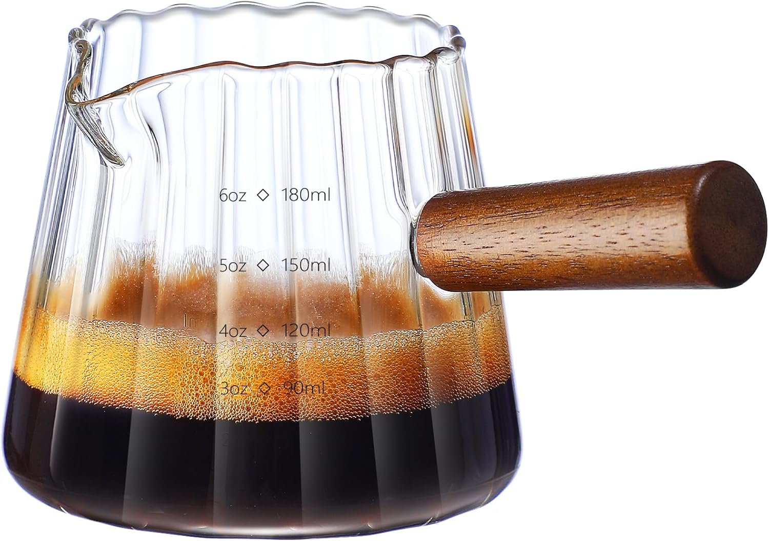 Espresso Cups With Wood Handle 6oz, Espresso Accessories, Milk Frothing Pitcher, Glass Measuring Cup