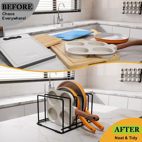 Space-Saving Kitchen Organizer Rack - 5-Slot Heavy-Duty Cutting Board and Bakeware Holder - 图片 5