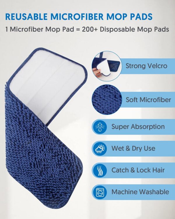 Flat Floor Mop Wet Dry Use for Hardwood Floors Laminate Wood Tile Vinyl Wall Hard Surface - 图片 2