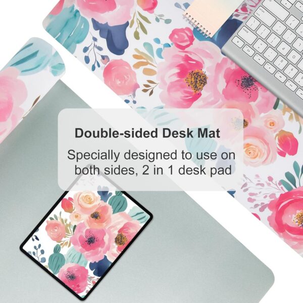 Colorful Star Large Mouse Pad, Pink Floral Desk Mat for Desktop - 图片 3