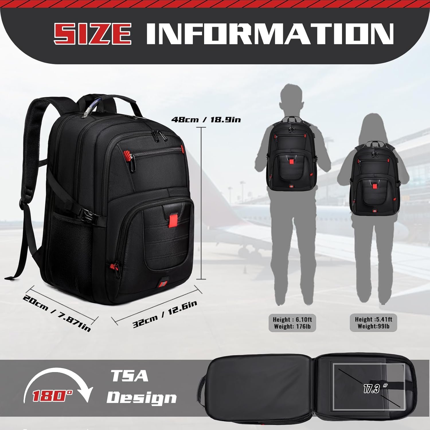 17 inch Laptop Backpack for Men, Extra Large Sturdy TSA Friendly with USB Port College School Rucksack Bag Gifts for Him Men Women - 图片 4