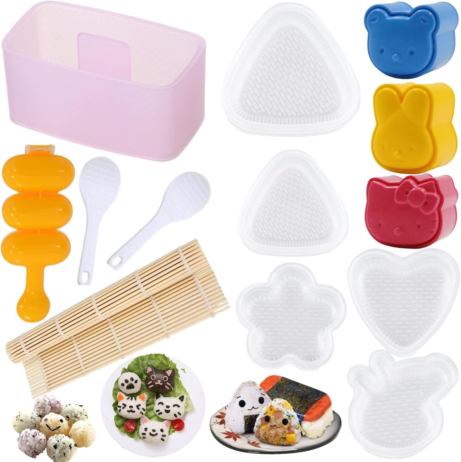 "13pcs Rice Ball Mold Sushi Rolling Mat Sushi Making Kit for Lunch Bento and Home DIY "