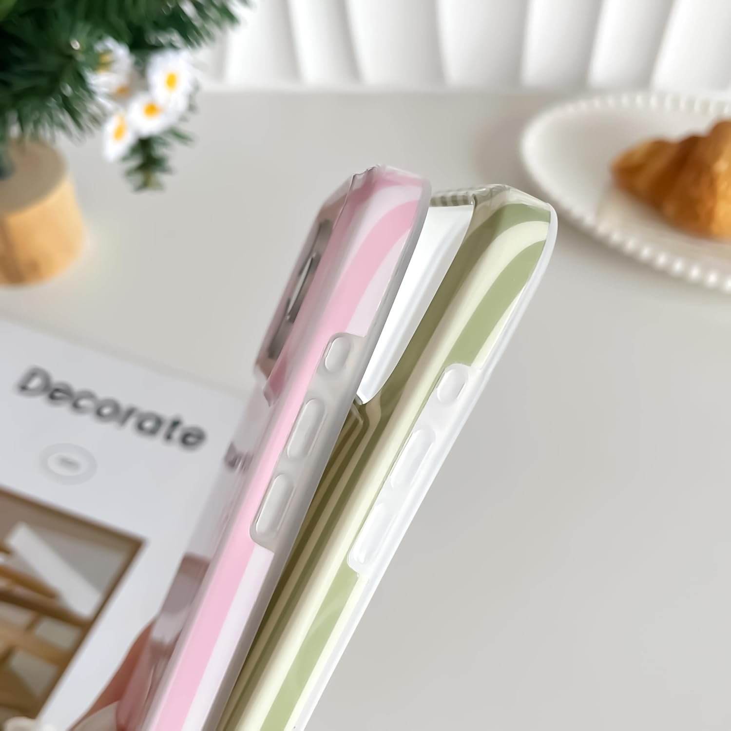iPhone 17 Pro Case Cute Striped Phone Case Soft TPU Slim Shockproof Phone Cover for Women Girls - 图片 2