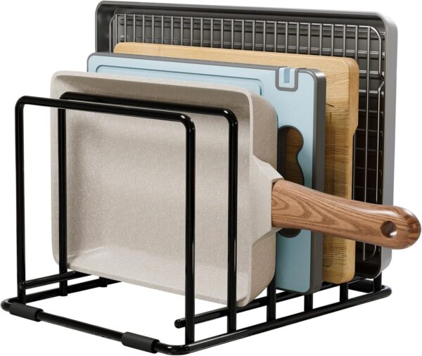 Space-Saving Kitchen Organizer Rack - 5-Slot Heavy-Duty Cutting Board and Bakeware Holder