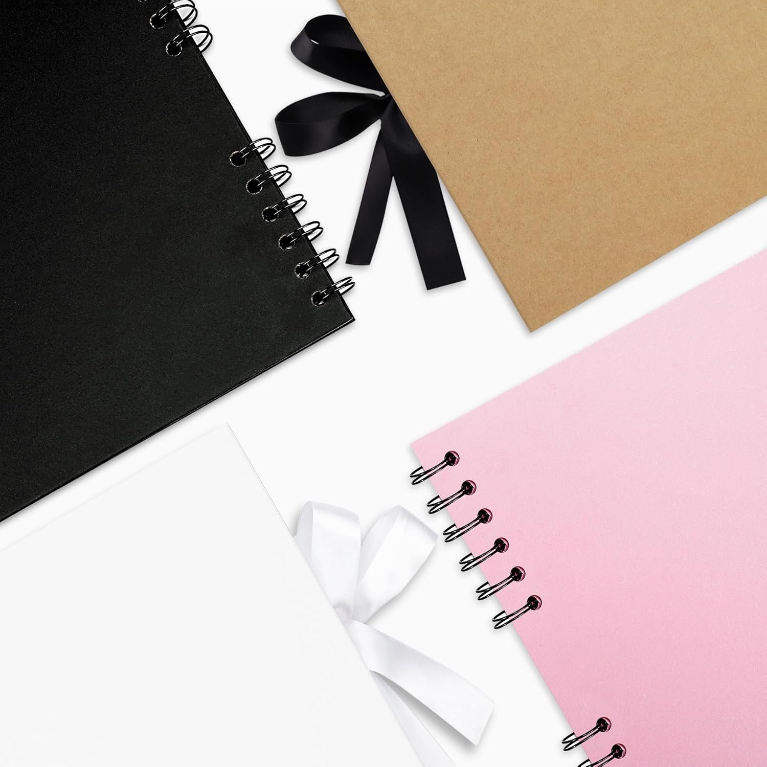 10×10 inch Scrapbook Photo Album DIY Picture Book 40 Pages, Thick Kraft Paper Scrap Book Album with Silk Ribbon Wedding Guest Book Memory Book for Baby - 图片 2