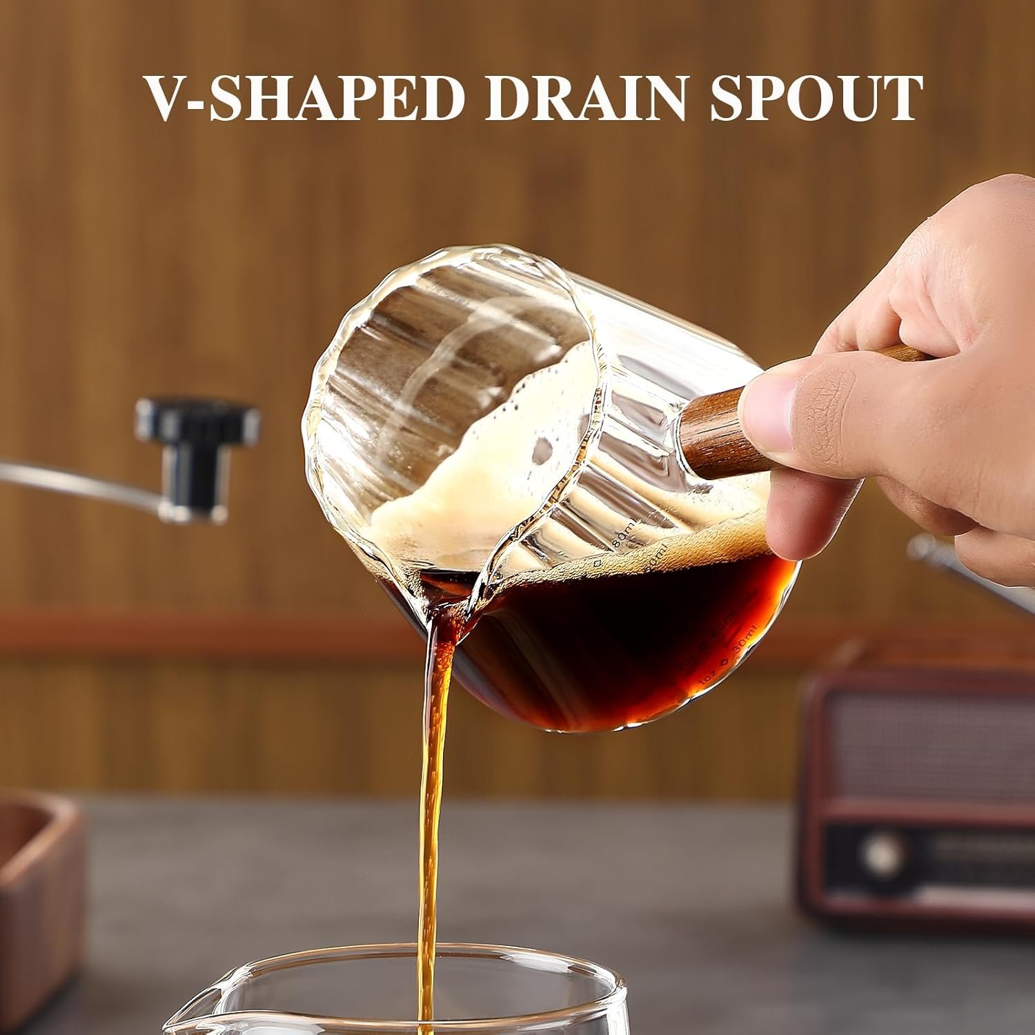 Espresso Cups With Wood Handle 6oz, Espresso Accessories, Milk Frothing Pitcher, Glass Measuring Cup - 图片 4