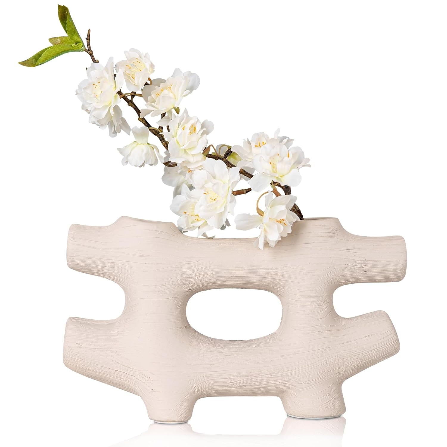 Small Vase Home Decor, Ceramic Handmade Vase Wabi Sabi Decor, Hollow Textured vase Coffee Table Decor