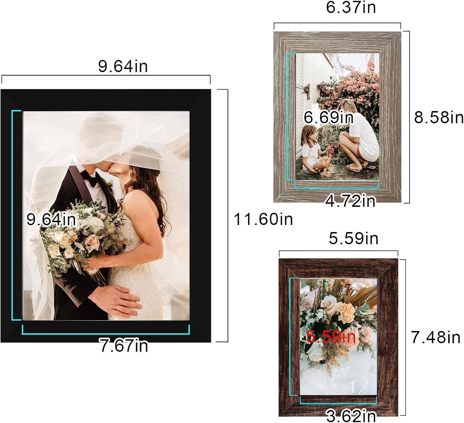 Picture Frames Collage Wall Decor 10-Pack, Gallery Wall Frame Set with 8x10 5x7 4x6 Frames in 3 Different Finishes - 图片 3