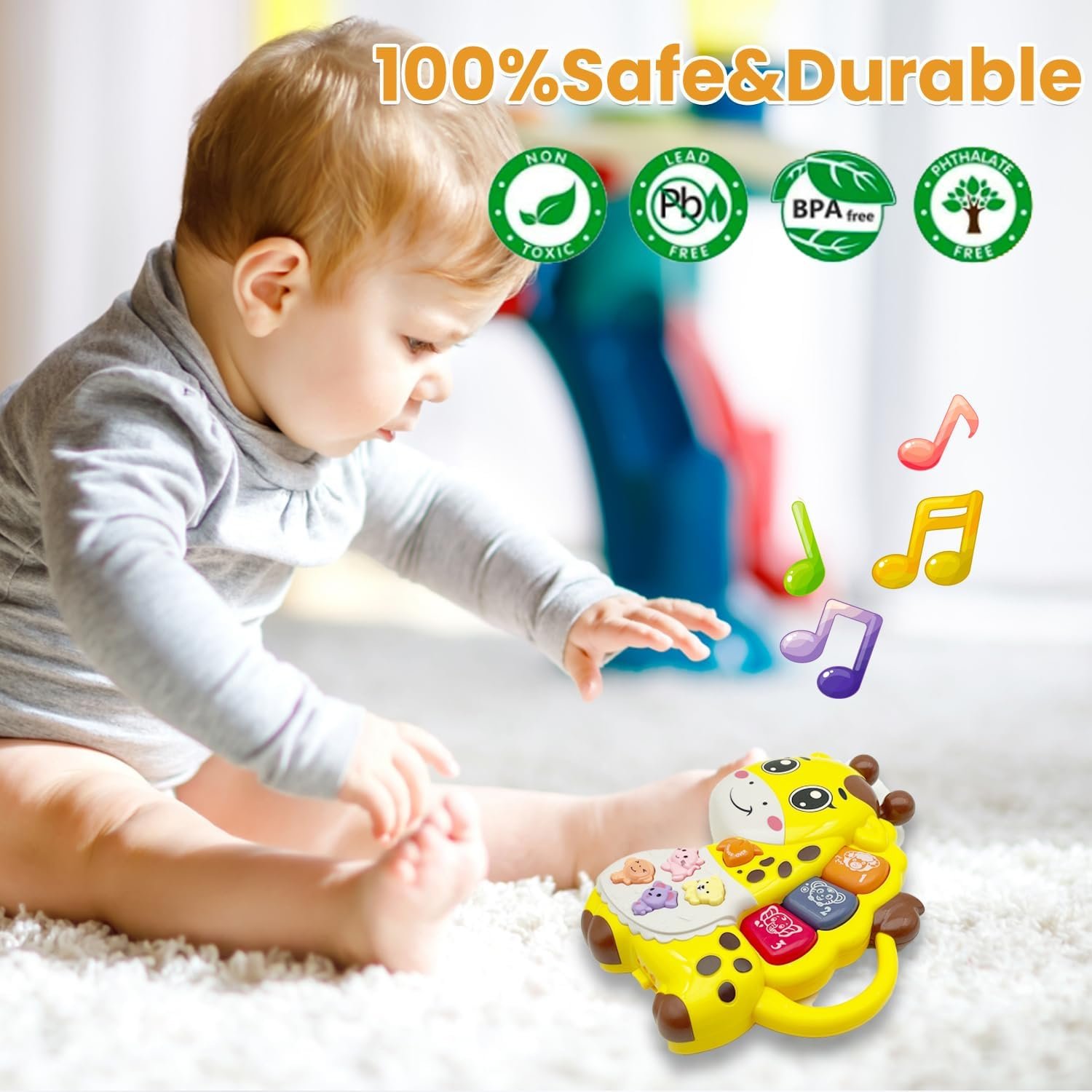 Baby Piano Toy, 6-12 Months Light Up Music Baby Toys for 0 3 6 9 Months, Early Learning Educational Boys Girls Gifts (Giraffe) - 图片 2