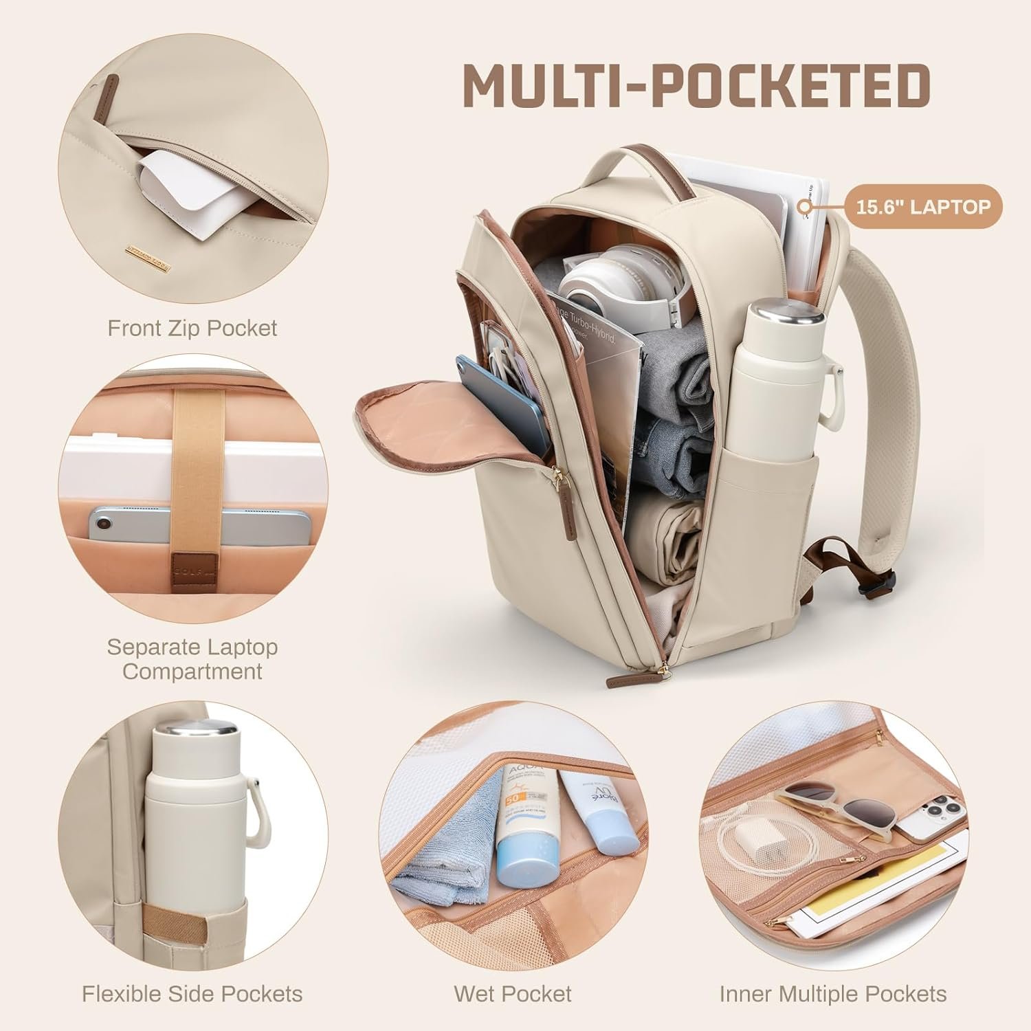 22L Travel Backpack for Women & Men,Carry On Bag for Airplanes Personal Item Laptop Backpack - 图片 3