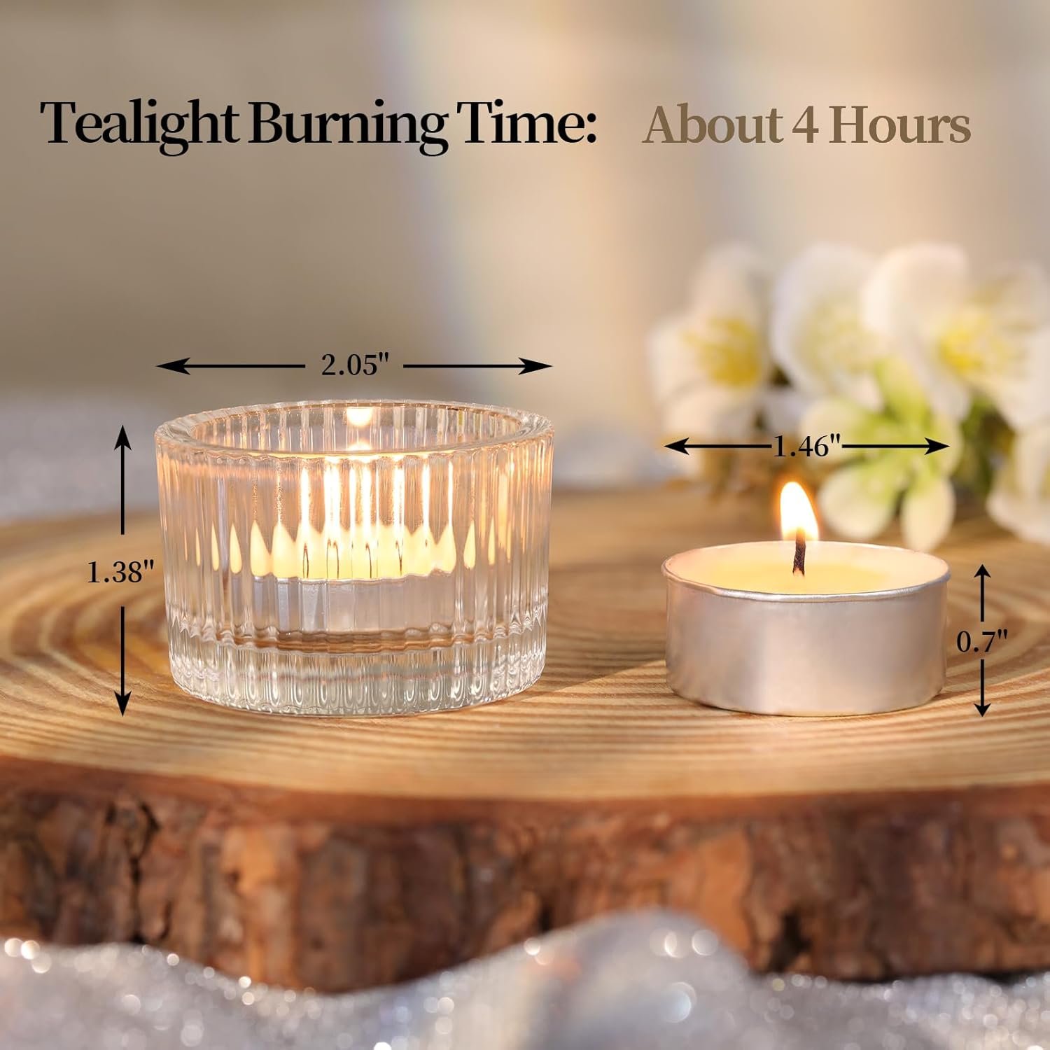 18 pcs Clear Tealight Candle Holders with 18PCS Tealights Candles, Glass Votive Candle Holders Set for Table Centerpiece - 图片 4