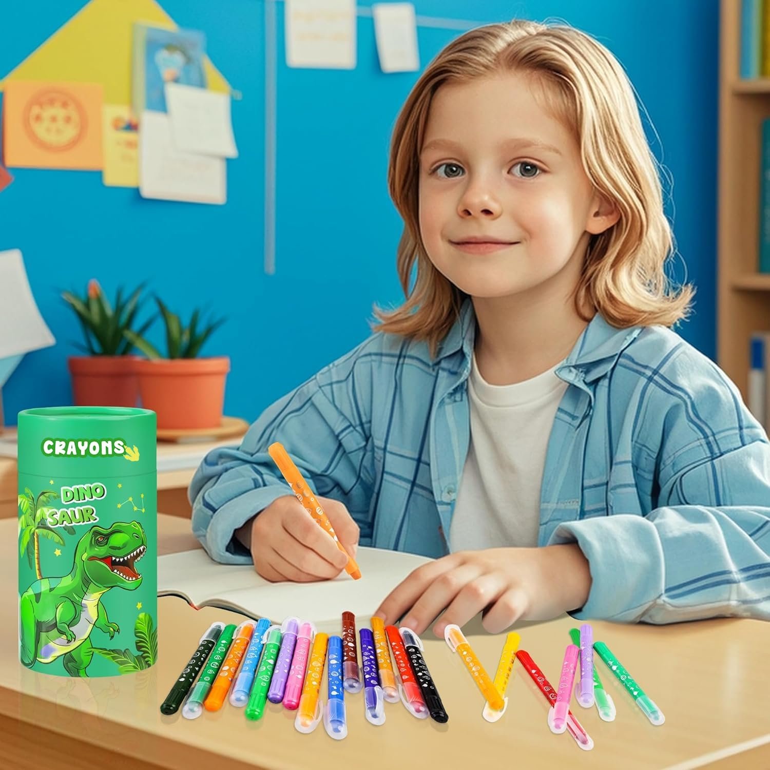 24 Colors Non Toxic Washable Crayons for Kids,Art Supplies Drawing Coloring Crayon Set,Gift for Boys and Girls,Back to School,Stocking Stuffers - 图片 3