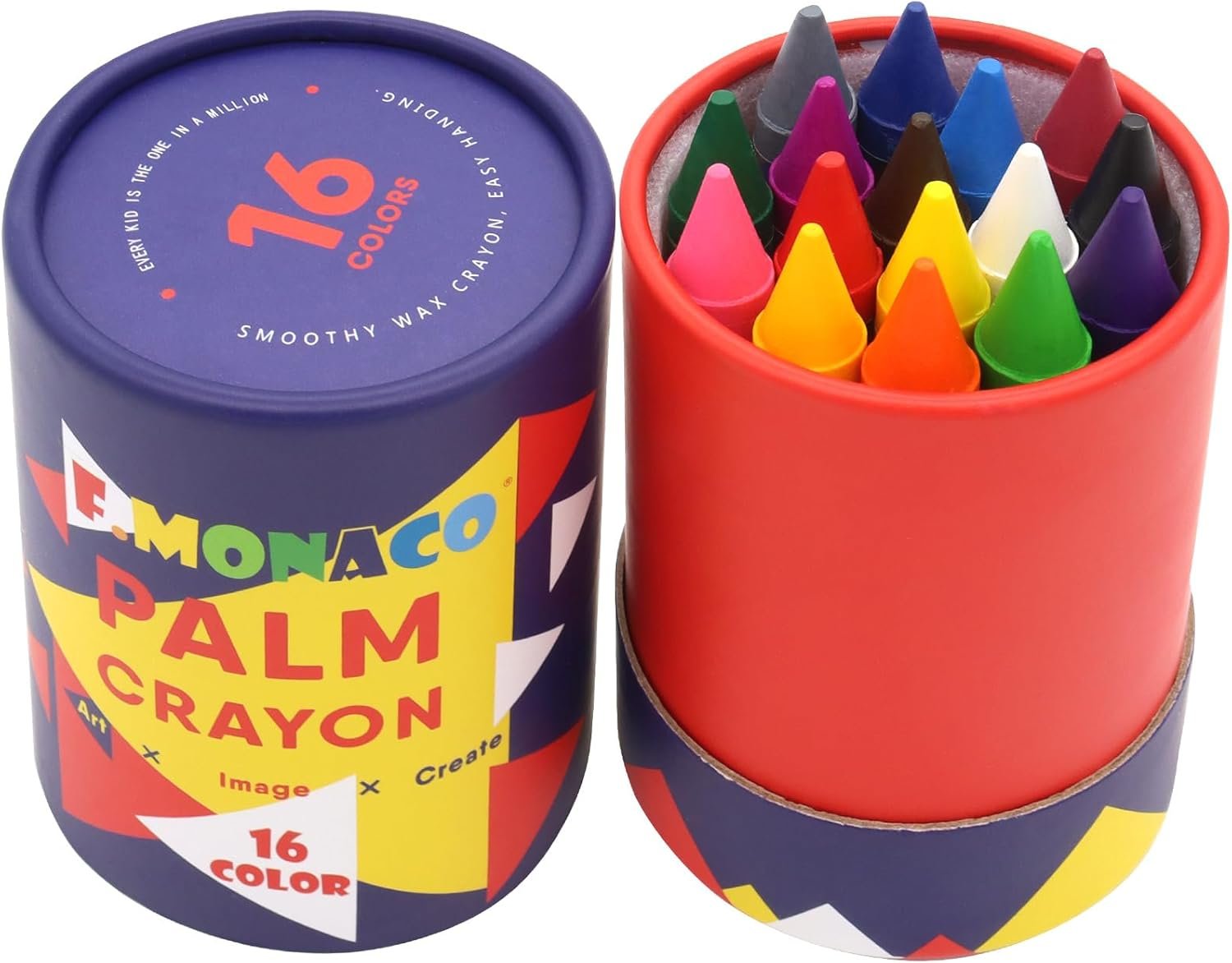 " 16 Colors Non Toxic Crayons, Easy to Hold Large Crayon for Kids, Safe for Babies and Children Flower Monaco "