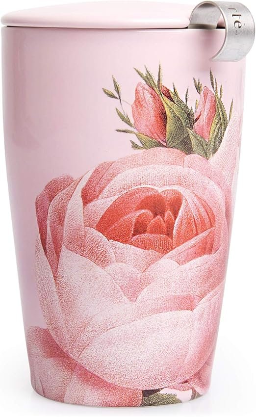 Walled Ceramic , 12 oz Loose Leaf Tea, Lid and Cup Dishwasher & Microwave Safe