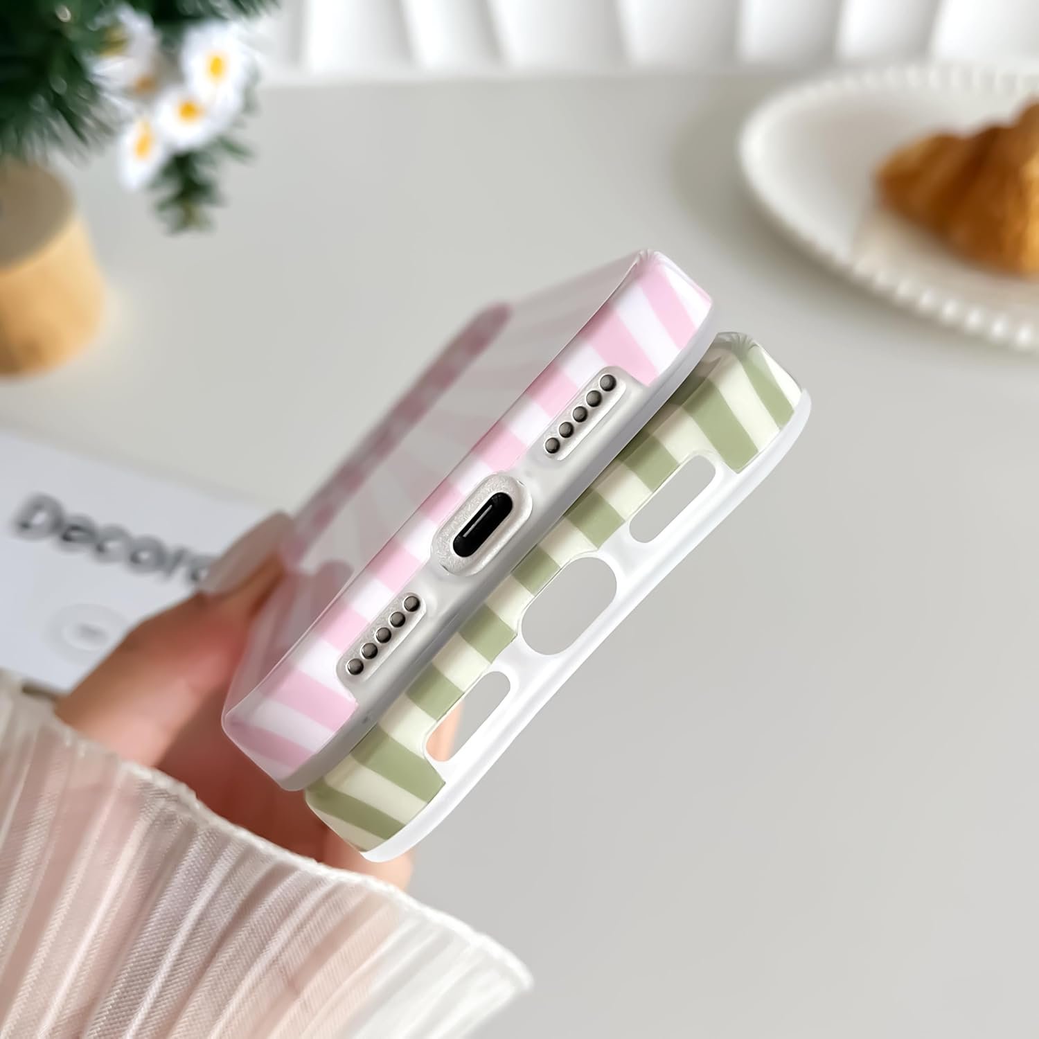iPhone 17 Pro Case Cute Striped Phone Case Soft TPU Slim Shockproof Phone Cover for Women Girls - 图片 3