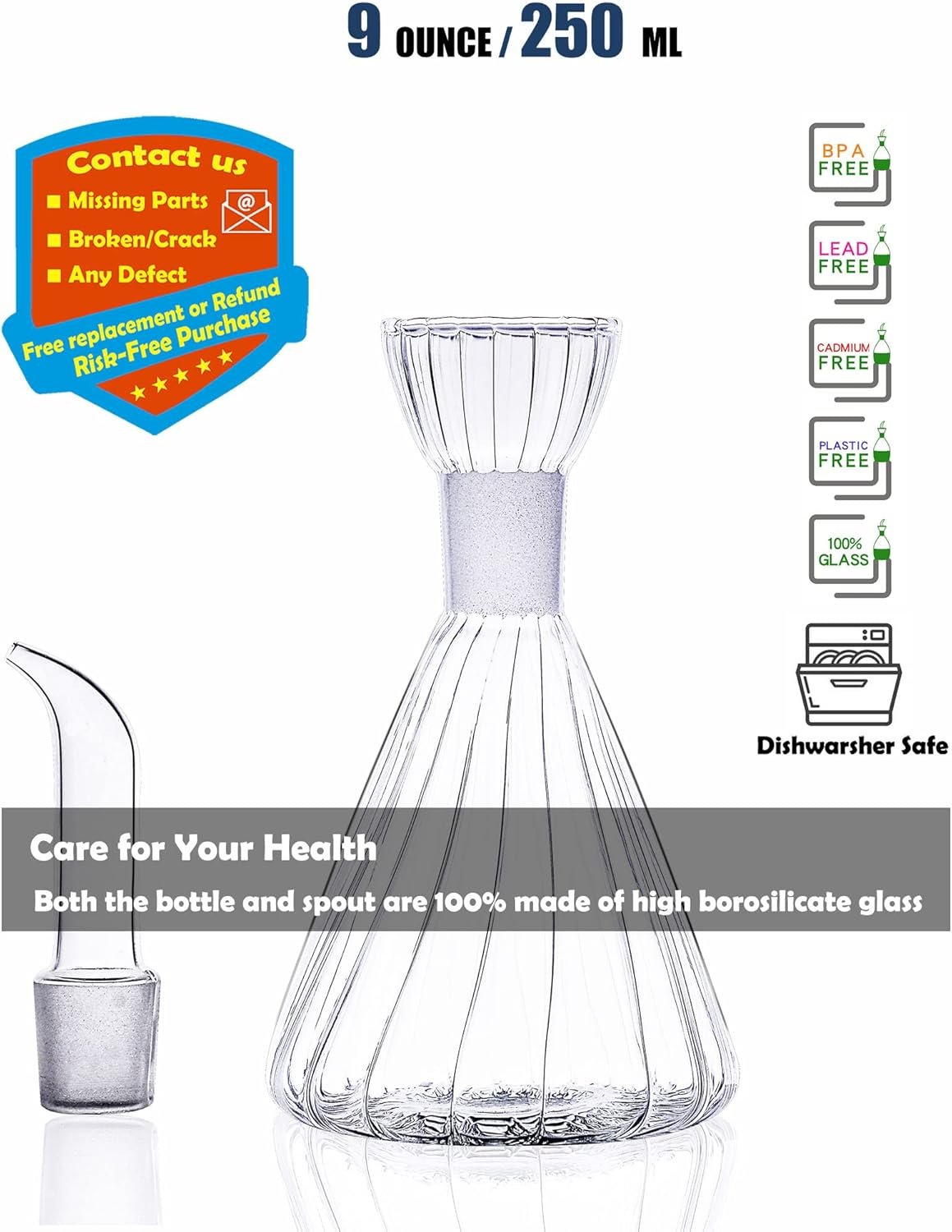 250 ml Glass All-Purpose Cruet, Glass Oil Decanter and Cruet for Kitchen and BBQ oil dispenser bottle for kitchen Cooking Oil Dispenser Oil Bottle - 图片 2