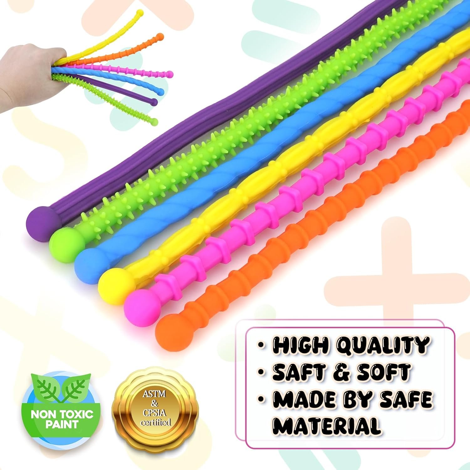 Sensory Sticks Fidget Toys for Kids Adults,6pcs Textured Calming Sensory Toys for Anxiety Relief Kids with Autism - 图片 2