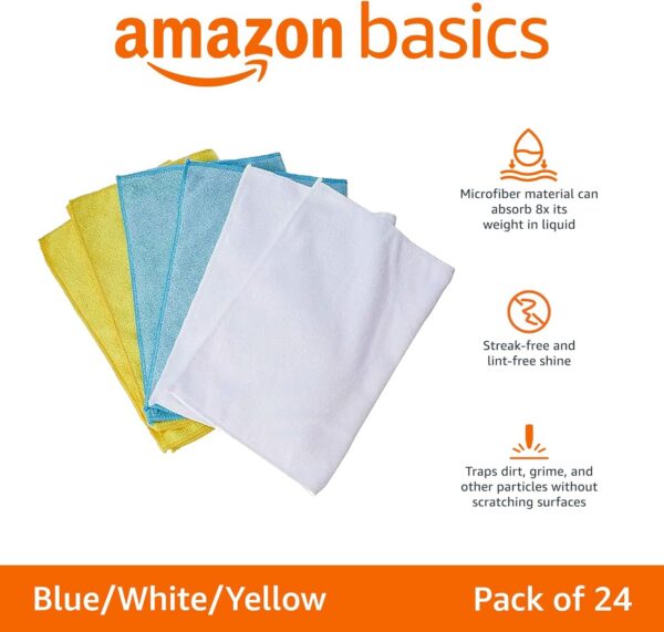 Cleaning Cloths Lint Free, Streak Free, Non-Abrasive, Reusable and Washable, 16" x 12", - 图片 3