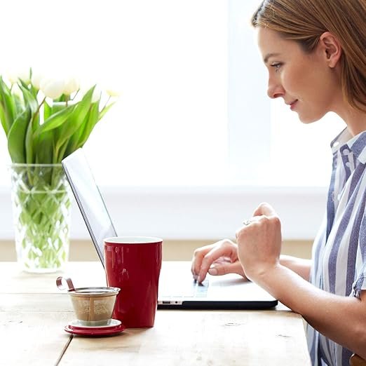 Walled Ceramic , 12 oz Loose Leaf Tea, Lid and Cup Dishwasher & Microwave Safe - 图片 2