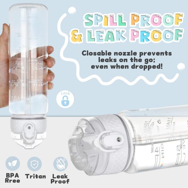 17oz Kids Water Bottle for School - Motivational With Silicone Straw, Leak-Proof Tritan BPA-Free, Reusable for Girls Boys, Clear - 图片 4