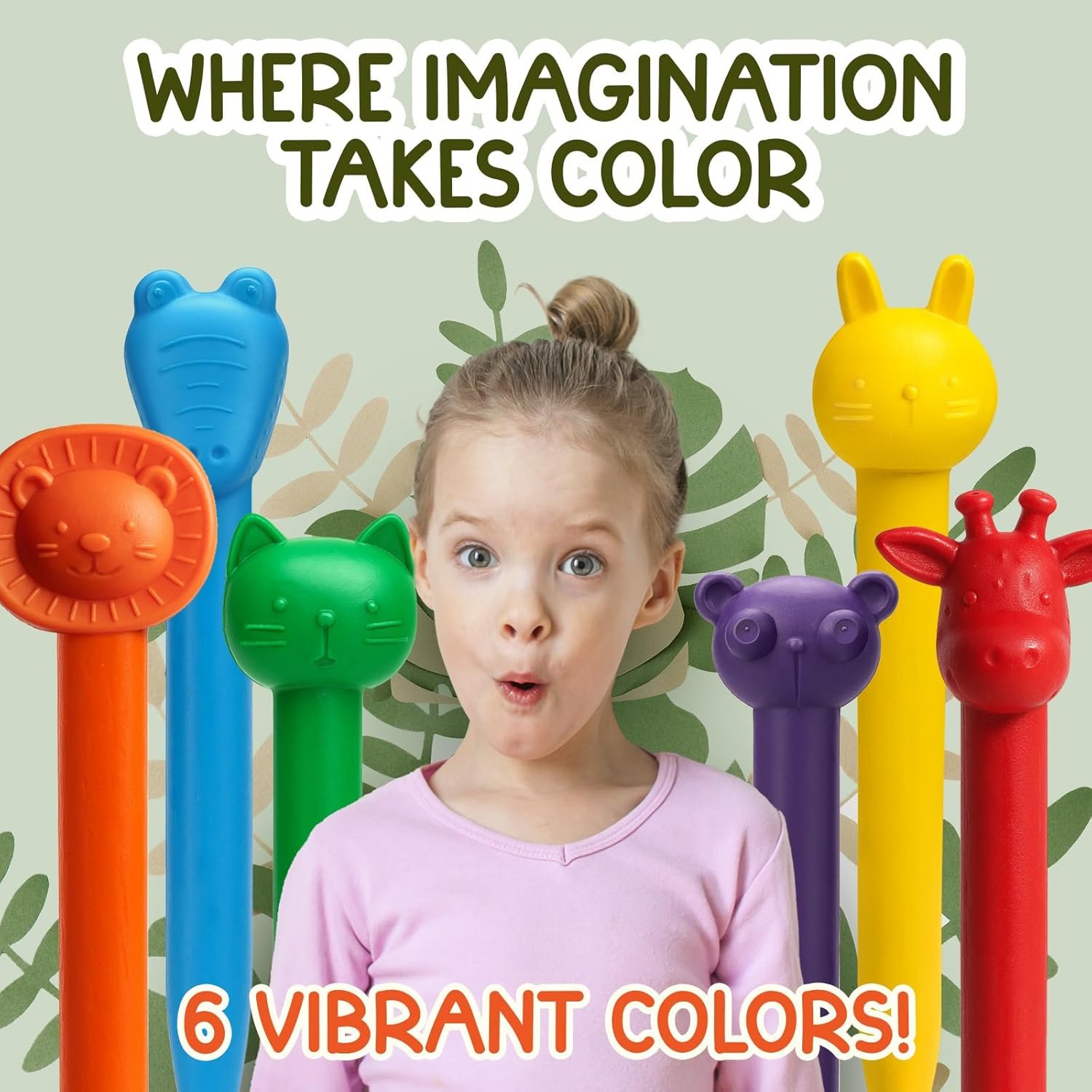 6 Animal Shaped Crayons - Non Toxic Crayons for Toddlers - Washable - 图片 2
