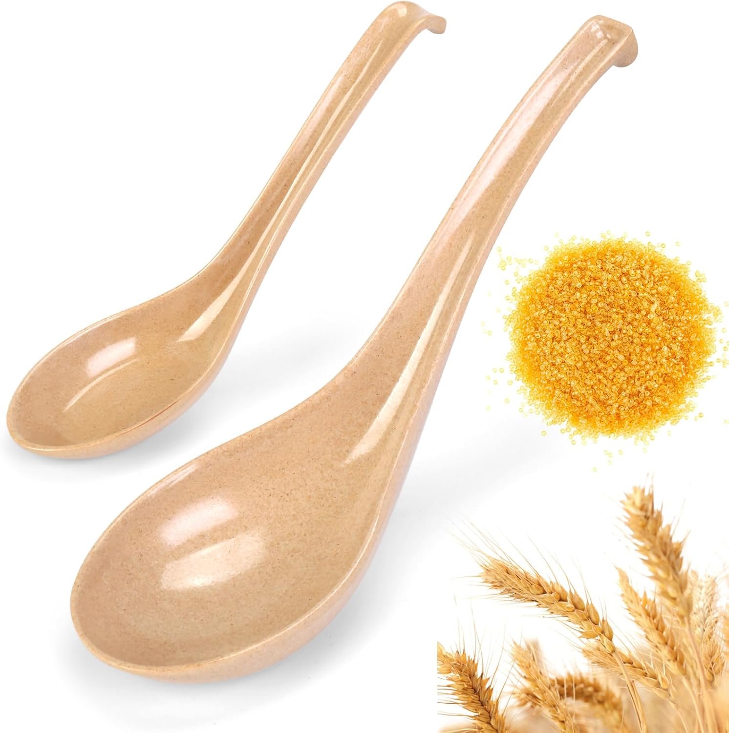 Eco-Friendly Biodegradable Chinese kitchen Serving Cereal Spoon with Deep Oval Hook Design for Japanese Ramen