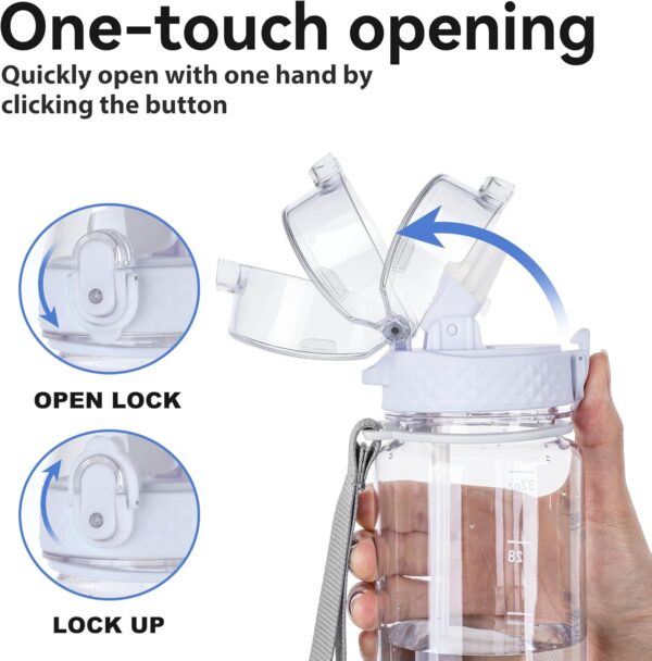 32oz Sports Bottle With Time Markers-BPA-Free Tritan Wide Mouth Bottle Leakproof Motivational wate bottles for Gym,Hiking,School or Office - 图片 2