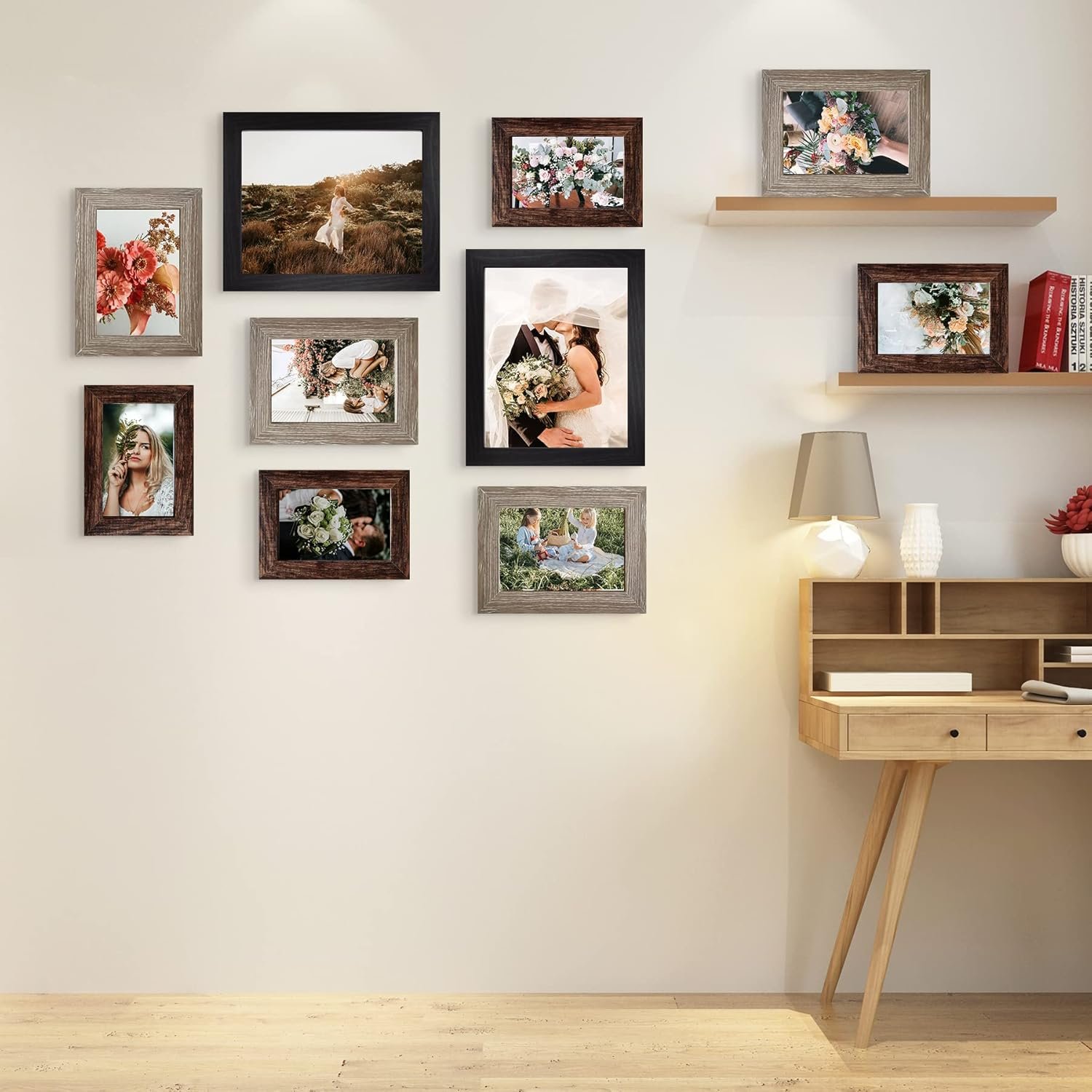 Picture Frames Collage Wall Decor 10-Pack, Gallery Wall Frame Set with 8x10 5x7 4x6 Frames in 3 Different Finishes - 图片 2