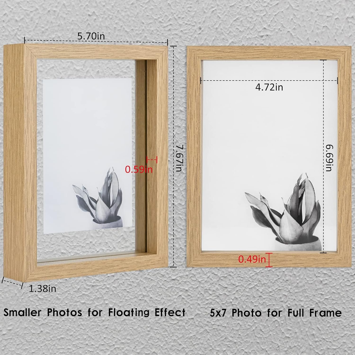 Double Glass Rustic Photo Frame for Wall Hanging or Tabletop Standing - 图片 3