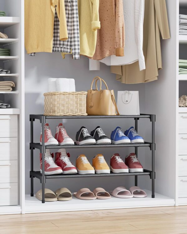 Non-Woven Shoe Rack Shelf, Shoe Organizer for Closet, Entryway, Garage & Corridor, Stackable Shoe Shelves - 图片 2