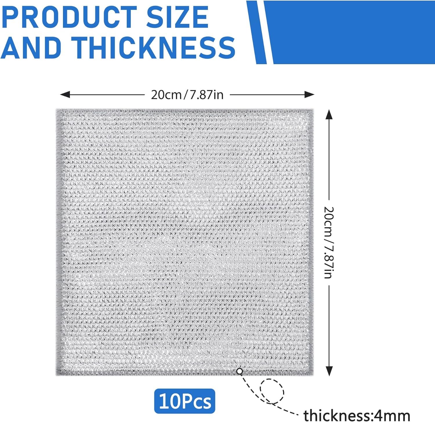 10PCS Set Non-Scratch Steel Wool Dishcloth - Multi Purpose Wire Dishwashing Rags Kitchen - 图片 3