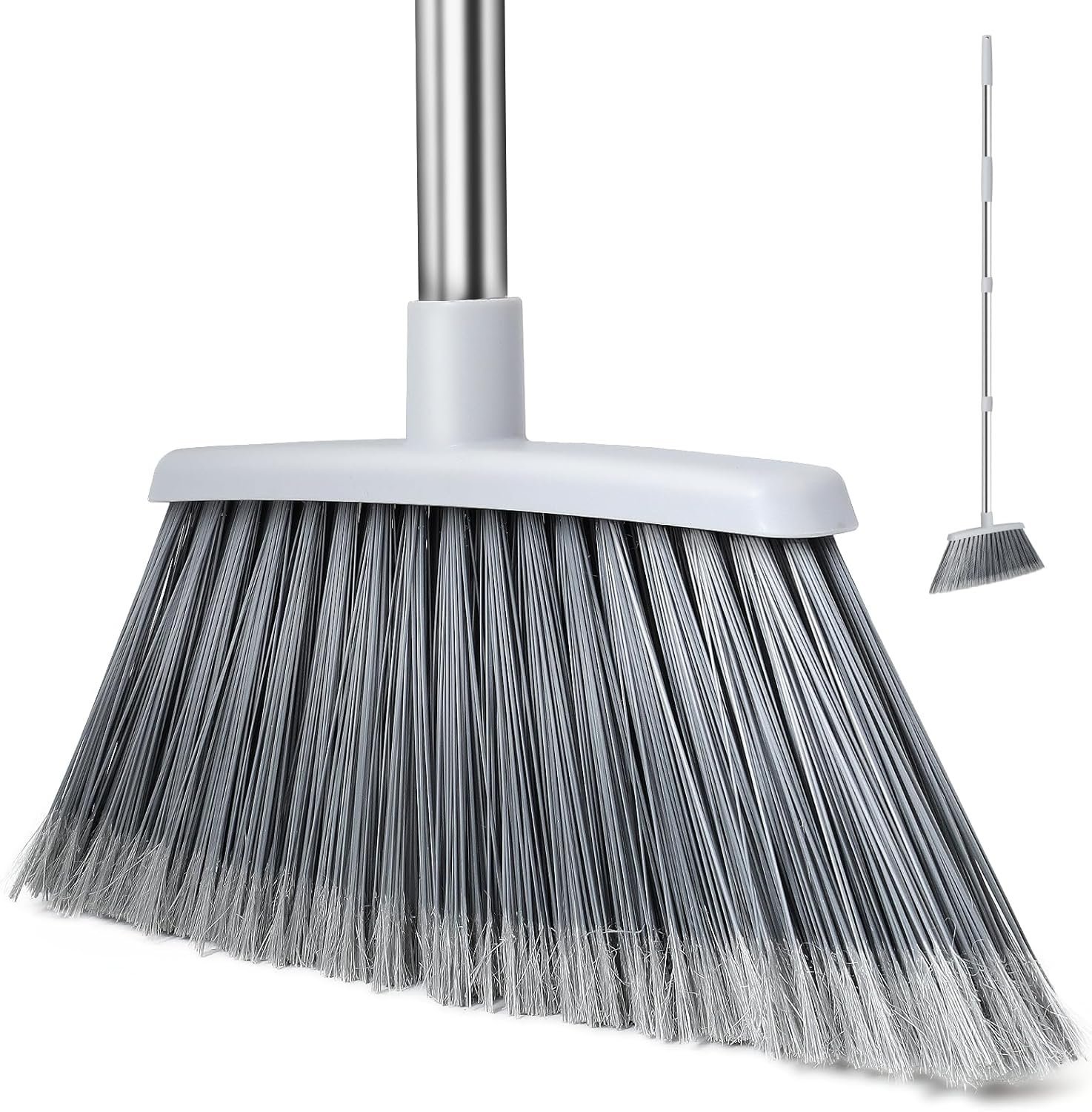 Outdoor Brooms for Sweeping Indoor, Adjustable 55" Pet Hair Removal Heavy Duty Broom for Floors Home Kitchen Garage Commercial Patio Industrial Snow